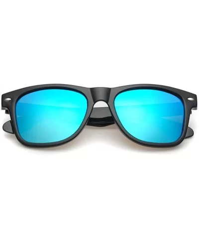 Unisex Retro 80's Colorful Polarized Sunglasses - Ice Blue - CE18DXGQ75S $5.47 Sport