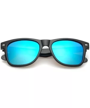 Unisex Retro 80's Colorful Polarized Sunglasses - Ice Blue - CE18DXGQ75S $5.47 Sport