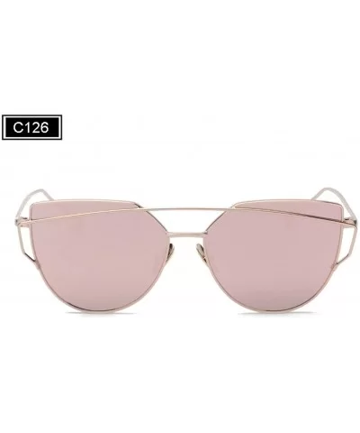 Oversized Cat Eye Sunglasses for Women Metal Frame Shades UV400 - C126 Rose Gold - C1198824D40 $8.09 Oversized