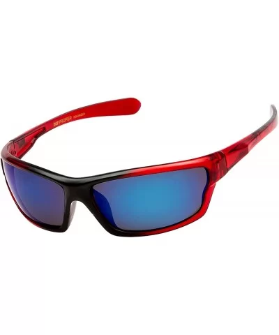 Polarized Wrap Around Sports Sunglasses - Red - Blue Mirror - C418CSWE3E6 $11.74 Wayfarer