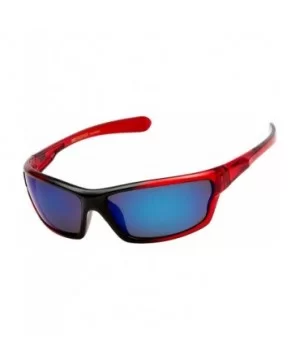 Polarized Wrap Around Sports Sunglasses - Red - Blue Mirror - C418CSWE3E6 $11.74 Wayfarer