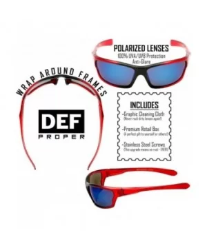 Polarized Wrap Around Sports Sunglasses - Red - Blue Mirror - C418CSWE3E6 $11.74 Wayfarer