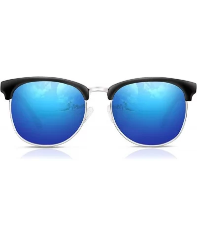 Polarized Sunglasses Semi Rimless Women Vintage Cateye Eyewear - Ice Blue - CE18OXK69WH $11.11 Goggle