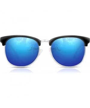 Polarized Sunglasses Semi Rimless Women Vintage Cateye Eyewear - Ice Blue - CE18OXK69WH $11.11 Goggle