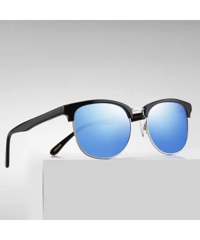 Polarized Sunglasses Semi Rimless Women Vintage Cateye Eyewear - Ice Blue - CE18OXK69WH $11.11 Goggle