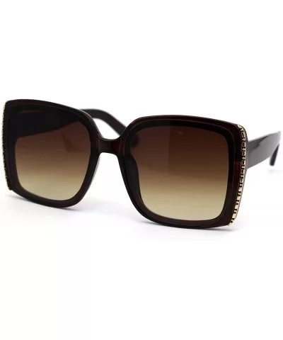 Womens Chic Designer Fashion Rectangular Plastic Sunglasses - All Brown - CW18WXMZHSU $9.20 Rectangular