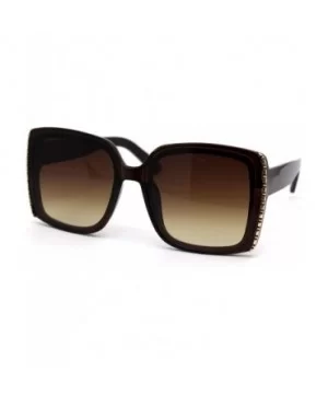 Womens Chic Designer Fashion Rectangular Plastic Sunglasses - All Brown - CW18WXMZHSU $9.20 Rectangular