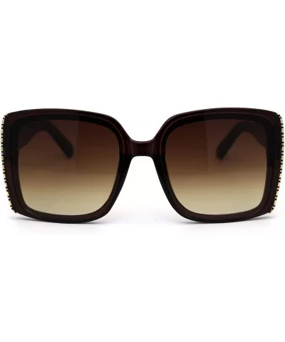 Womens Chic Designer Fashion Rectangular Plastic Sunglasses - All Brown - CW18WXMZHSU $9.20 Rectangular