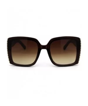 Womens Chic Designer Fashion Rectangular Plastic Sunglasses - All Brown - CW18WXMZHSU $9.20 Rectangular