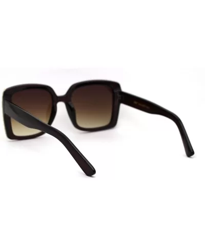 Womens Chic Designer Fashion Rectangular Plastic Sunglasses - All Brown - CW18WXMZHSU $9.20 Rectangular