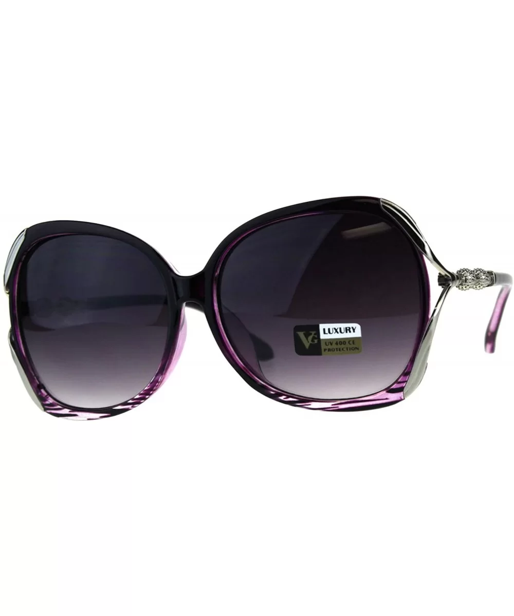 Womens Metal Jewel Luxury Designer Fashion Plastic Sunglasses - Purple Smoke - CD18C2XGK3R $11.19 Butterfly