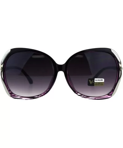 Womens Metal Jewel Luxury Designer Fashion Plastic Sunglasses - Purple Smoke - CD18C2XGK3R $11.19 Butterfly