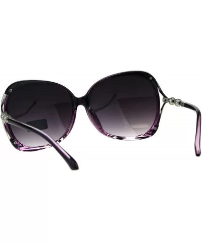 Womens Metal Jewel Luxury Designer Fashion Plastic Sunglasses - Purple Smoke - CD18C2XGK3R $11.19 Butterfly