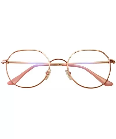 Men women Vintage Classic Oval Frame Clear Lens Glasses - Rose Gold - CA196SIYML7 $7.43 Oval