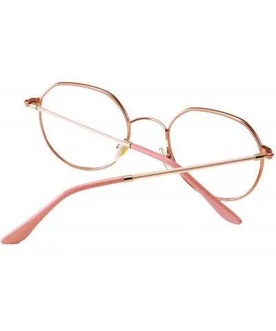 Men women Vintage Classic Oval Frame Clear Lens Glasses - Rose Gold - CA196SIYML7 $7.43 Oval