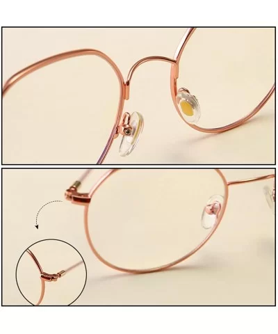 Men women Vintage Classic Oval Frame Clear Lens Glasses - Rose Gold - CA196SIYML7 $7.43 Oval