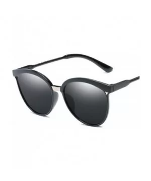 Ladies Sunglasses Large Frame Sunglasses Retro Trendsetters Sunglasses - Bright Black and All Grey - CO18TLNN7YH $7.55 Goggle