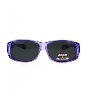 Polarized 56mm Rhinestone Trim Translucent Plastic Rectangular Fit Over Sunglasses - Purple - CL18GU3SULY $10.54 Rectangular