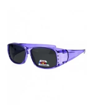 Polarized 56mm Rhinestone Trim Translucent Plastic Rectangular Fit Over Sunglasses - Purple - CL18GU3SULY $10.54 Rectangular