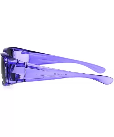 Polarized 56mm Rhinestone Trim Translucent Plastic Rectangular Fit Over Sunglasses - Purple - CL18GU3SULY $10.54 Rectangular