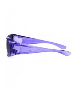 Polarized 56mm Rhinestone Trim Translucent Plastic Rectangular Fit Over Sunglasses - Purple - CL18GU3SULY $10.54 Rectangular