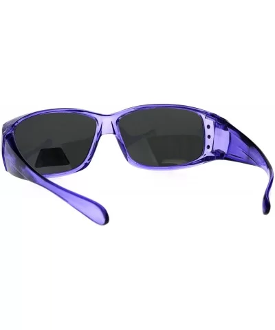 Polarized 56mm Rhinestone Trim Translucent Plastic Rectangular Fit Over Sunglasses - Purple - CL18GU3SULY $10.54 Rectangular