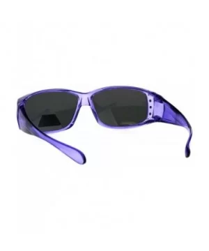 Polarized 56mm Rhinestone Trim Translucent Plastic Rectangular Fit Over Sunglasses - Purple - CL18GU3SULY $10.54 Rectangular