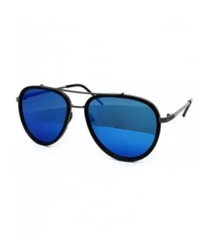 66449 Premium Aviator Vintage Hippie Retro Womens Mens Sunglasses - Black/Blue Lens - CI18500Y9GS $11.66 Aviator