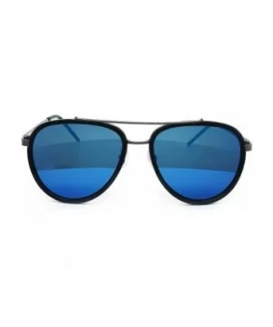 66449 Premium Aviator Vintage Hippie Retro Womens Mens Sunglasses - Black/Blue Lens - CI18500Y9GS $11.66 Aviator