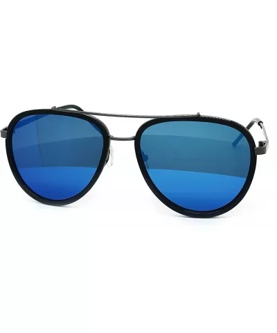 66449 Premium Aviator Vintage Hippie Retro Womens Mens Sunglasses - Black/Blue Lens - CI18500Y9GS $11.66 Aviator