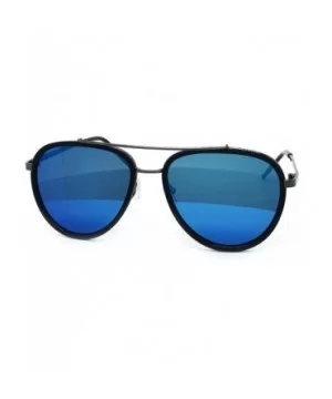 66449 Premium Aviator Vintage Hippie Retro Womens Mens Sunglasses - Black/Blue Lens - CI18500Y9GS $11.66 Aviator