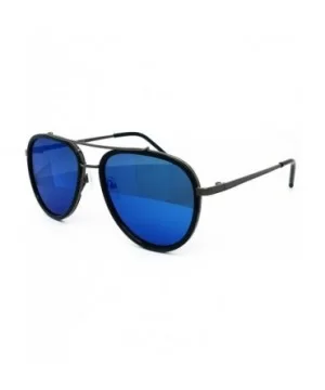 66449 Premium Aviator Vintage Hippie Retro Womens Mens Sunglasses - Black/Blue Lens - CI18500Y9GS $11.66 Aviator