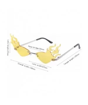 Cat Eye Flame Sunglasses for Women Men Frameless Futuristic Trend Sun Glasses Narrow Frame Metal UV400 - Yellow - CX1993OT5L3...