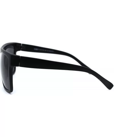 Oversize Flat Top OG Gangster Plastic All Black Sunglasses - Matte Black - CK194M6GYT7 $7.91 Rectangular