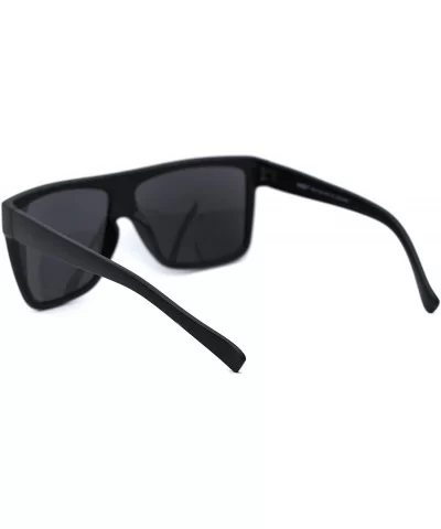 Oversize Flat Top OG Gangster Plastic All Black Sunglasses - Matte Black - CK194M6GYT7 $7.91 Rectangular