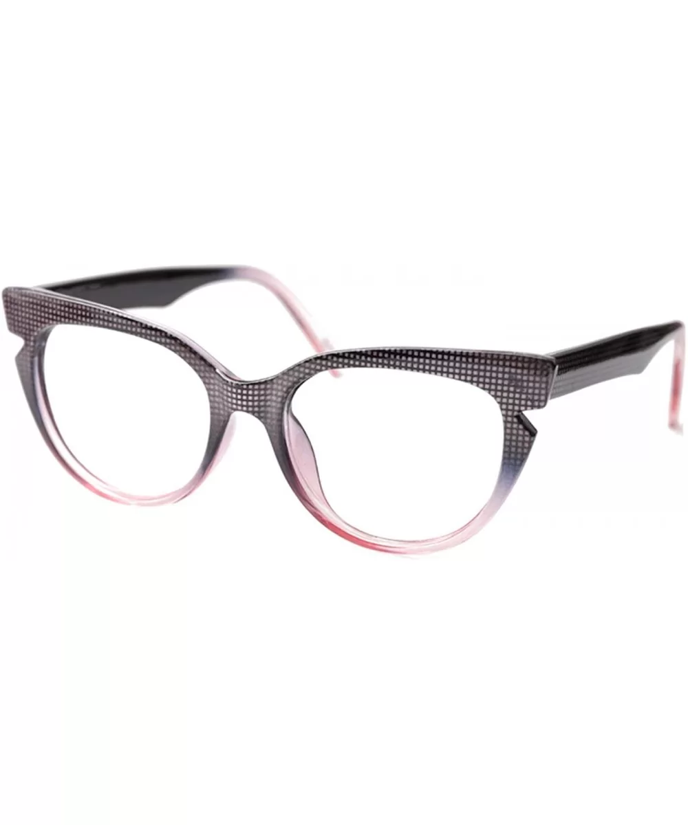 Womens Hit Color Grid Pattern Cat Eye Reading Glass Eyeglass Frame - Purple - C1192O9CDAR $9.96 Round