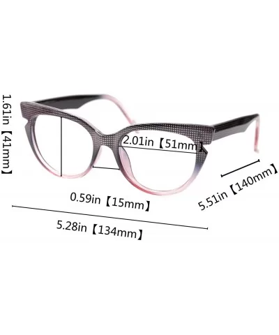 Womens Hit Color Grid Pattern Cat Eye Reading Glass Eyeglass Frame - Purple - C1192O9CDAR $9.96 Round