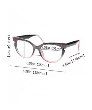 Womens Hit Color Grid Pattern Cat Eye Reading Glass Eyeglass Frame - Purple - C1192O9CDAR $9.96 Round