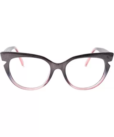 Womens Hit Color Grid Pattern Cat Eye Reading Glass Eyeglass Frame - Purple - C1192O9CDAR $9.96 Round