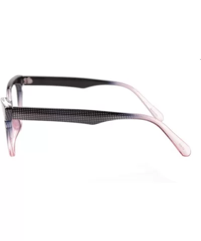 Womens Hit Color Grid Pattern Cat Eye Reading Glass Eyeglass Frame - Purple - C1192O9CDAR $9.96 Round