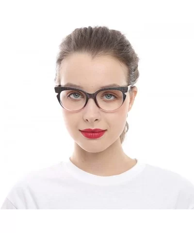 Womens Hit Color Grid Pattern Cat Eye Reading Glass Eyeglass Frame - Purple - C1192O9CDAR $9.96 Round