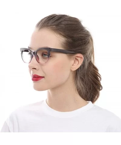 Womens Hit Color Grid Pattern Cat Eye Reading Glass Eyeglass Frame - Purple - C1192O9CDAR $9.96 Round