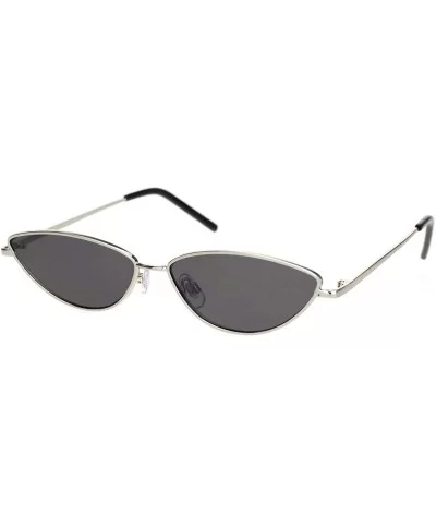 Womens Vintage Style Narrow Metal Rim Cat Eye Sunglasses - Silver Black - CL18NNDXE7A $10.42 Cat Eye