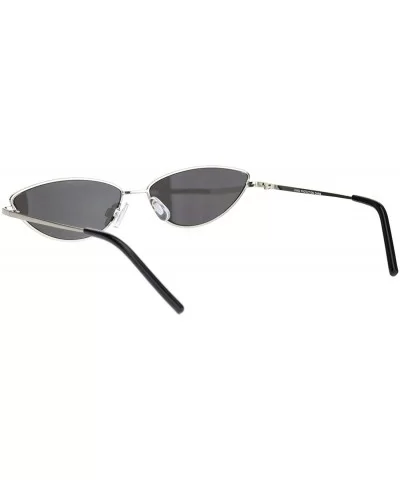 Womens Vintage Style Narrow Metal Rim Cat Eye Sunglasses - Silver Black - CL18NNDXE7A $10.42 Cat Eye