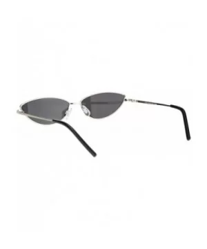 Womens Vintage Style Narrow Metal Rim Cat Eye Sunglasses - Silver Black - CL18NNDXE7A $10.42 Cat Eye