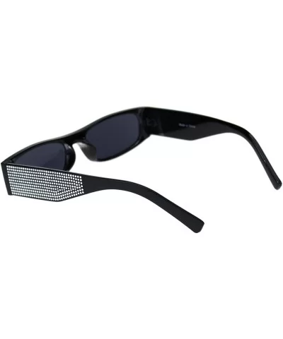 Womens Rectangular Sunglasses Shiny Silver Decor Fashion Shades UV 400 - Black (Black) - CS18WZU4HCD $6.85 Rectangular