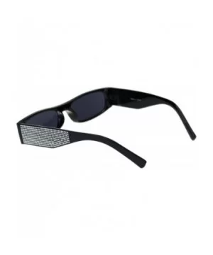 Womens Rectangular Sunglasses Shiny Silver Decor Fashion Shades UV 400 - Black (Black) - CS18WZU4HCD $6.85 Rectangular