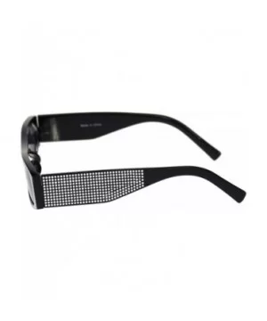 Womens Rectangular Sunglasses Shiny Silver Decor Fashion Shades UV 400 - Black (Black) - CS18WZU4HCD $6.85 Rectangular