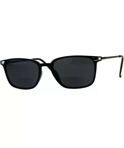 Mens Rectangular Plastic Bifocal Reading Lens Sunglasses - Shiny Black - C418D97NXUA $9.05 Rectangular