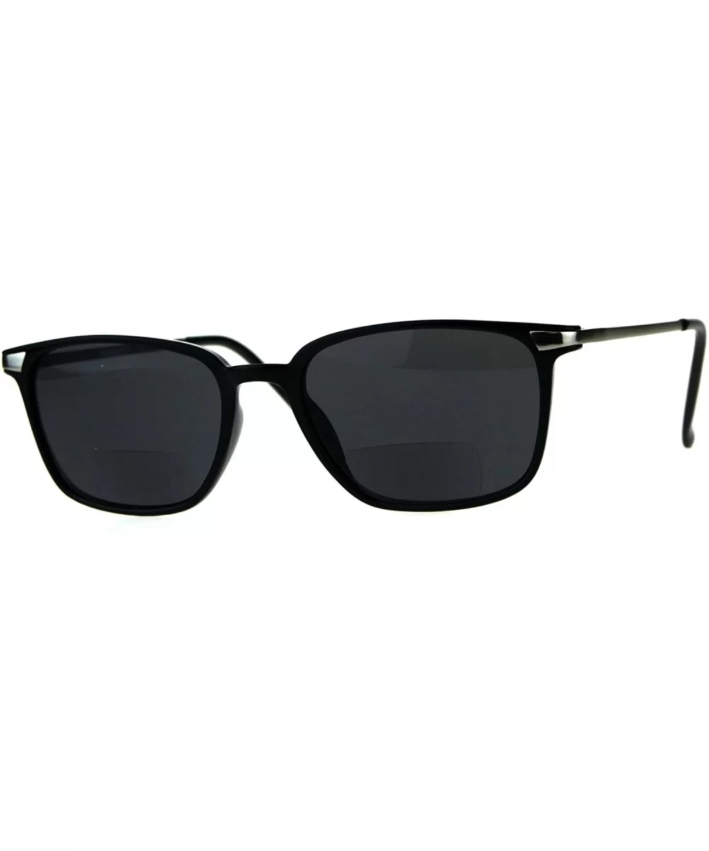 Mens Rectangular Plastic Bifocal Reading Lens Sunglasses - Shiny Black - C418D97NXUA $9.05 Rectangular